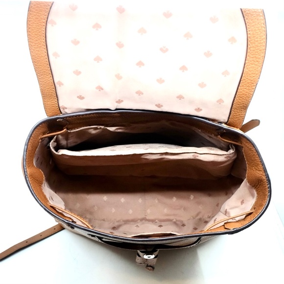KATE SPADE~Leila~Large Flap Drawstring Backpack Warm Gingerbread Brown Leather - Picture 6 of 6